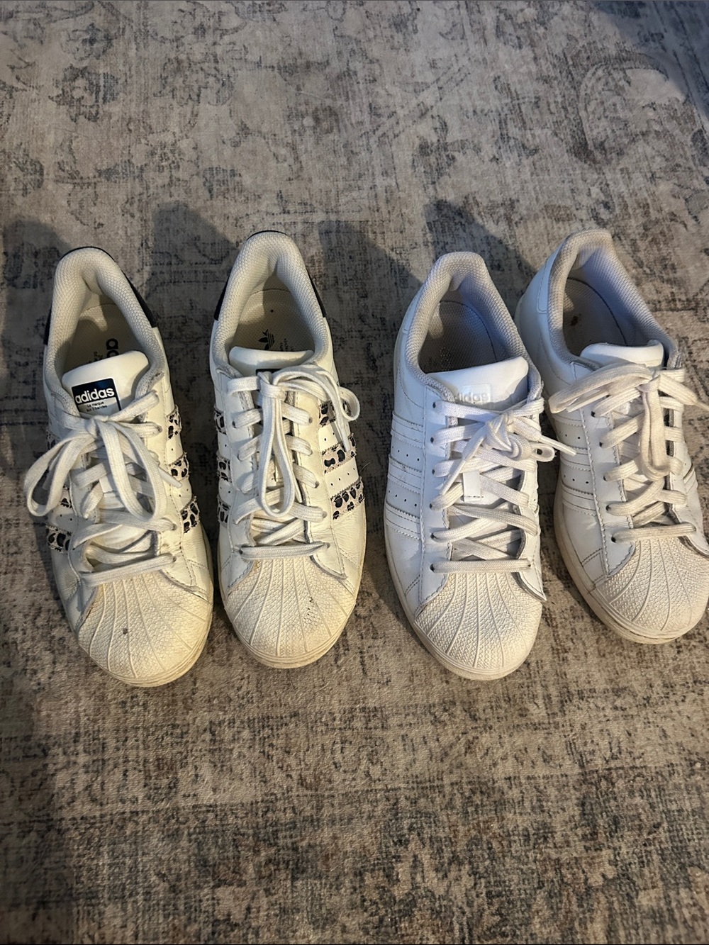 adidas Superstar Lot of 2 White Sneakers with Black Accent Prints